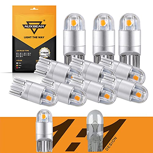 Auxbeam 194 T10 LED Bulb Amber Non-Polarity Extremely Bright 168 W5W Car Interior Lights Replacement Bulb for License Plate lights Dome Map Light Dashboard Lights 10 PCS