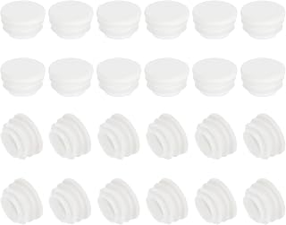 PATIKIL Tapones para Tubo Redondo, 24 Piezas 25 mm Tapones Laminares de Plástico Redondo, para Patas de Silla, Mesas, Tubos de Metal, Tapones de Herrajes, Estantes, Blanco