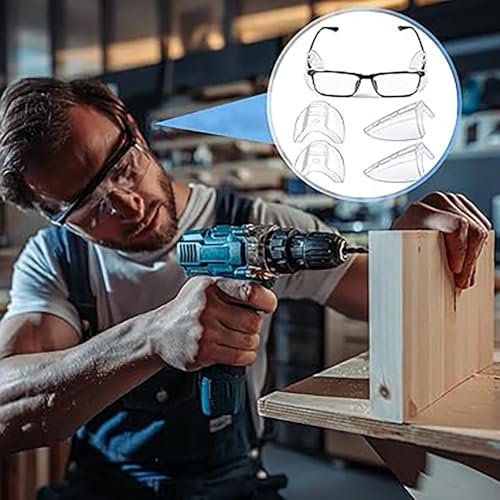 Image of 2 Pcs Safety Glasses Side Shields Clear Side Protectors for Eyeglasses, Protective Shields for Construction, Laboratory and Outdoor Work, Compatible with Most Safety Goggles and Eyewear