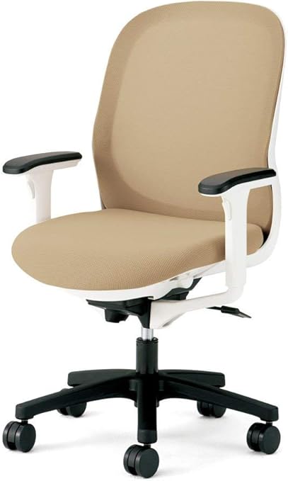 プラス オフィスチェア Fita メッシュ アジャスト肘 白フレーム サンドベージュ KD-FT50ML 657435