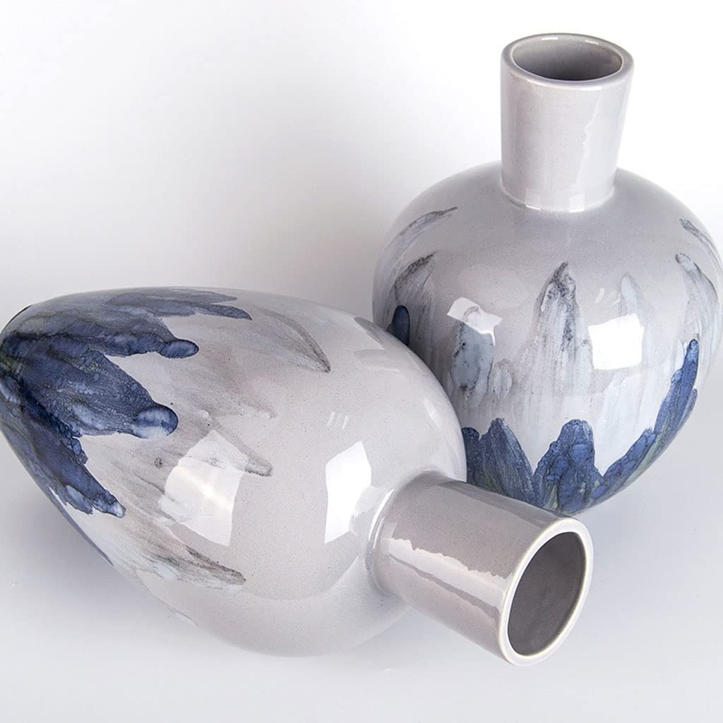 Wazon Retro chiński Zen koncepcja artystyczna ręcznie malowany piec glazury szary dekoracyjny wazon na kwiaty dom salon ceramiczny wazon Dekoracje domu