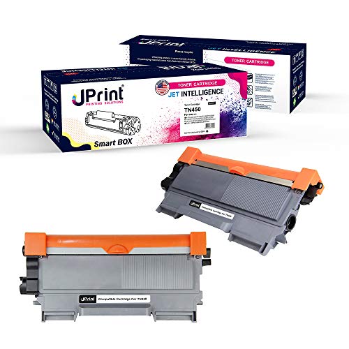 Jprint Compatible Toner Cartridge Replacement for Brother TN450 TN420 TN-450 TN-420 to use with HL-2270DW HL-2280DW HL-2230 HL-2240 MFC-7360N MFC-7860DW DCP-7065DN Intellifax 2840 2940 (2 Black)