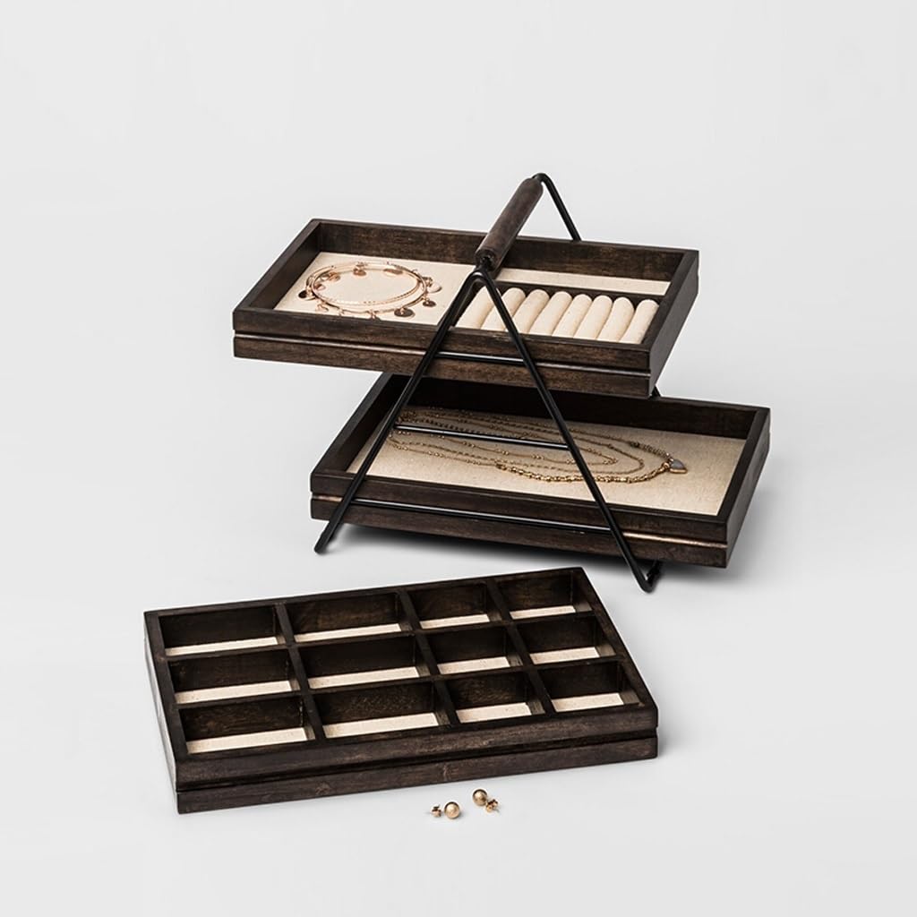 MACIUM Kosmetische Vitrine Kreative Schmuckschatulle, dreistufiges Kosmetik-Aufbewahrungsregal, große Kapazität, multifunktionale Make-up-Pinsel-Aufbewahrungsbox Make-up-Organizer