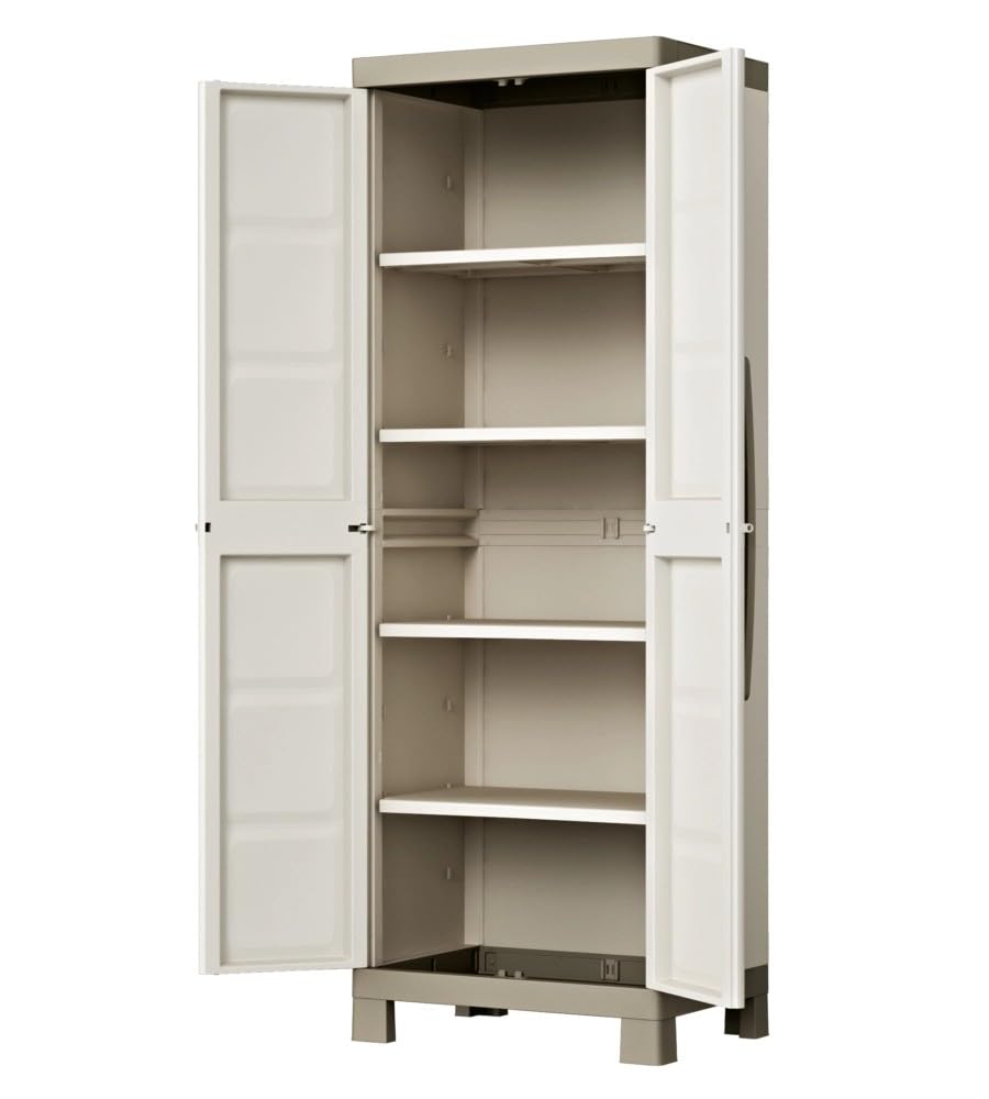 Keter Excellence High Indoor Garage Utility Multi purpose Cabinet - Sand/Dove Grey
