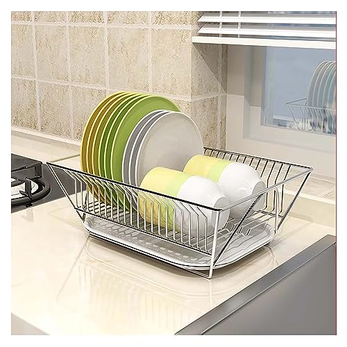 Genérico Escurridor de Platos con Cesta Colgante, escurridores de Platos, Organizador de Cocina para Platos, escurridor de Acero Inoxidable para encimera de Cocina, escurridor de Platos Compacto con