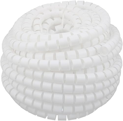 Cable de tubo en espiral flexible, cable de gestión blanco de 1.181 in de diámetro x 82.0 ft de largo con clip (6bc784582e2febecac3ef3b39b8596a6)