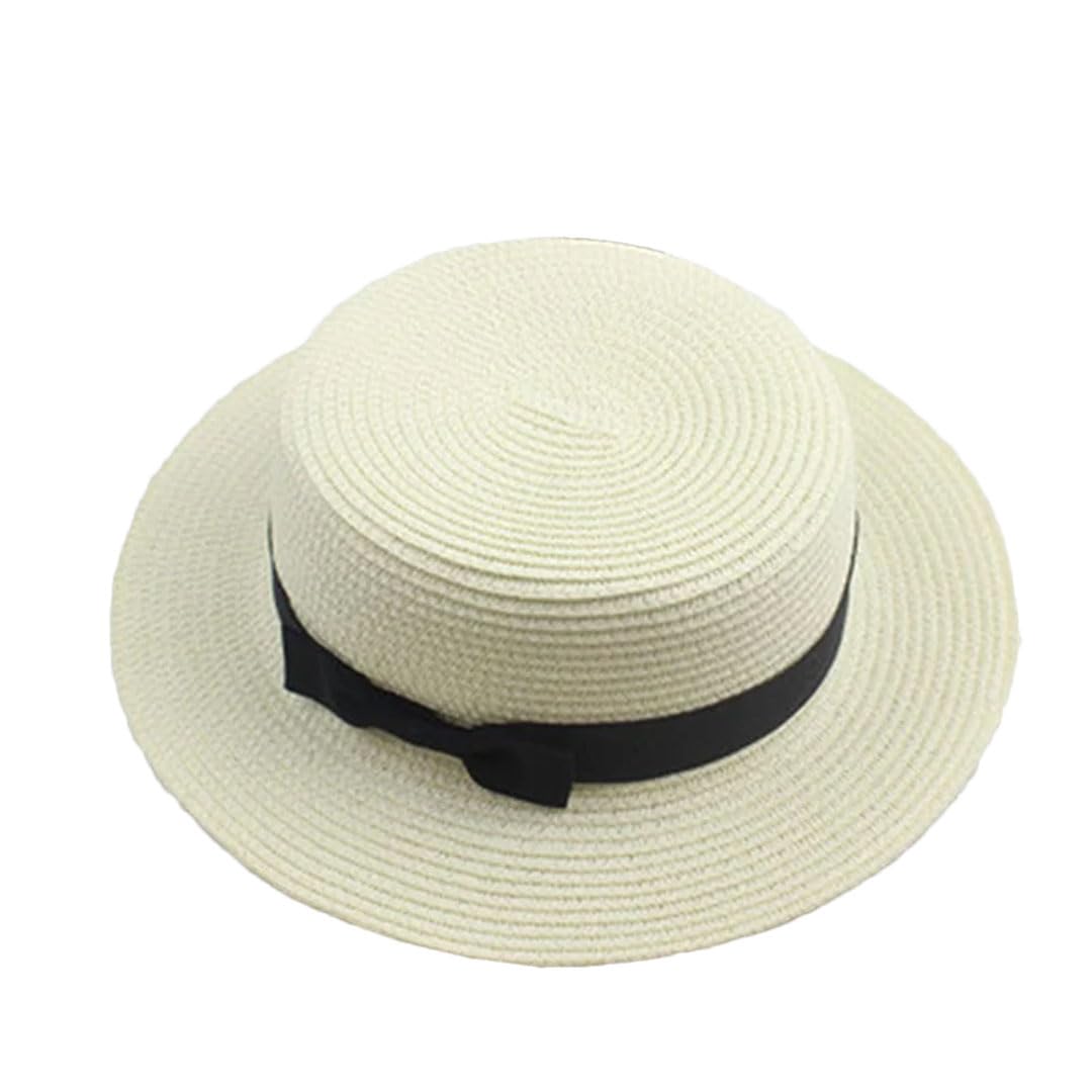 EYRMQWJPC Wide Brim Sun Hat, Women's Straw Sun Protection Panama Bucket Hat Multicolor Multiple Sizes(Beige)