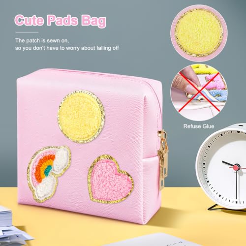 Image of airogym Period Bag for Women, Sanitary Napkin Storage Bag, Functional PU Leather Sanitary Pad Bags for Panty Liners, Tampons, Menstrual Cup Pouches, Sanitary Pads Organizer with Zipper