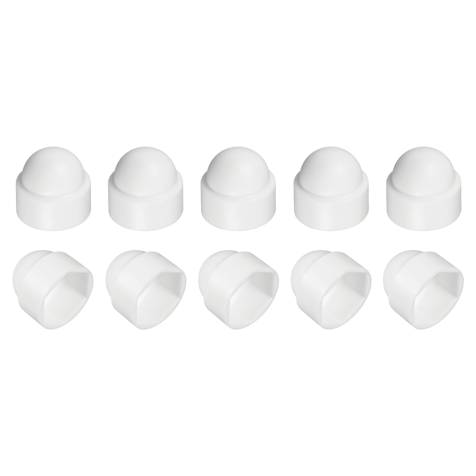 sourcing map Nut Protection Cap, 10Pcs M14x21x24mm - Plastic Hexagonal Screw Protection Cap, Dome Acorn Hex Head Bolt Covers, Waterproof Decorative Caps (White)