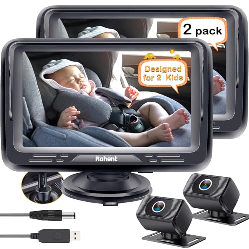 Image of Baby Camera for Car 2 Pack - Dual HD 1080P Monitors with Night Vision, Adjustable Angles, Glare-Free Display, Easy Installation for Two Vehicles, Ideal for Road Trips