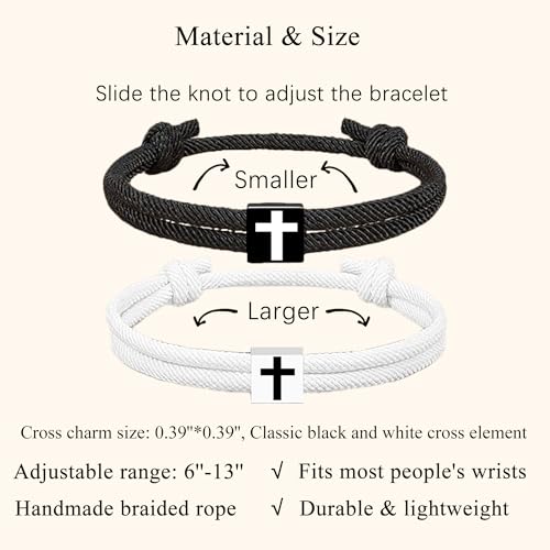 Image of LINY Braided Rope Matching Couples Bracelet Cross Promise Bracelets for Couples Best Friend Anniversary Birthday Promise Faith Gifts for Girlfriend Boyfriend Wife Husband Valentine's Day Gift