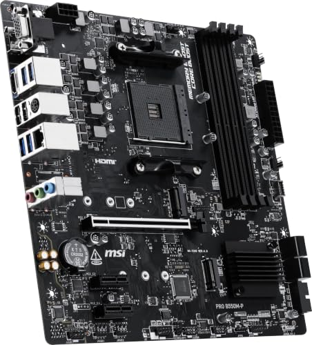 Image of MSI PRO B550M-P Motherboard, mATX - Supports AMD Ryzen 5000 /5000 G-Series, 4000 G-Series, 3000 /3000 G-Series Desktop Processors, AM4 - DDR4 Memory Boost (up to 4400+ MT /s OC), PCIe 4.0 x16, M.2 Gen4
