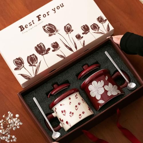 Set de 2 Mugs de Cerámica con Tapa y Cuchara 12 oz miniatura 2