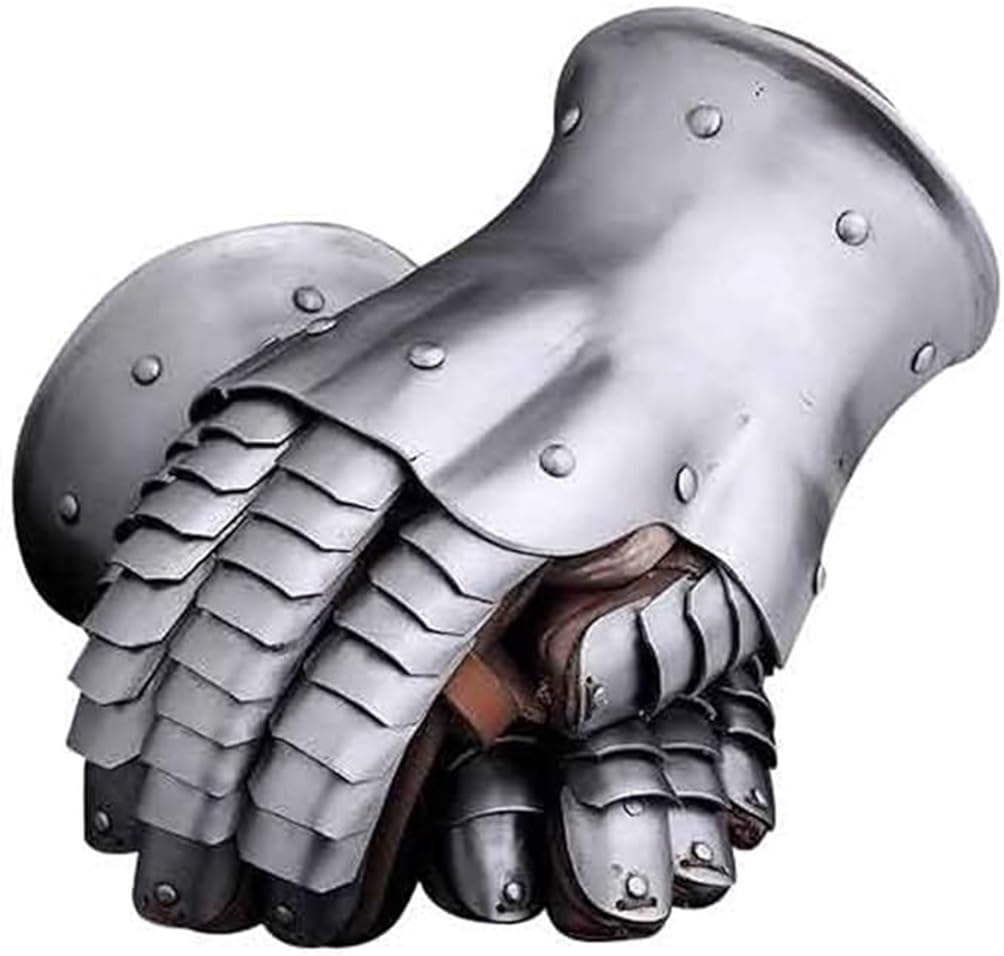 14th Century Gelenkhandschuhe, mittelalterliche Handschuhe, LARP Armor – mittelgroß, Silber, AM0413