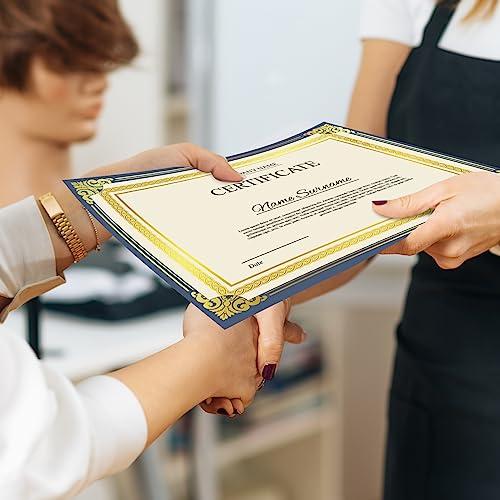 Ctosree 300 Pieces Certificate Holders Diploma Holders with Gold Foil Border Certificate Cover for 8.5 x 11 Inch Letter Size Paper Card Stock Award Graduation Supplies (Navy Blue) by Ctosree - Used condition - Image 6