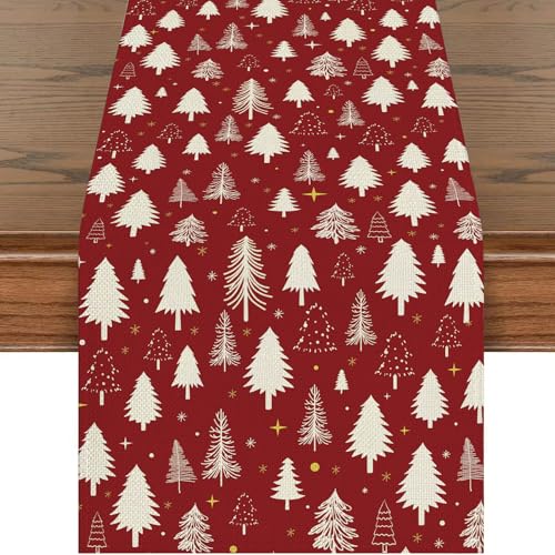 Tarklanda Weihnachten Tischläufer, Weihnachtstischläufer Rot,...