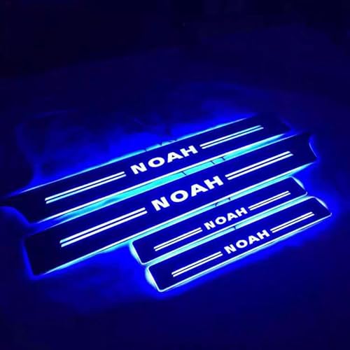 ノア 90系 サイドステップガード スカッフプレート 車用イルミネーションステップ LED点灯 専属ロゴ 流れる ブレス点灯 専属ロゴ 流れる ブレス点灯 専属車種カスタム サイズぴったり アクセサリー 外装 左右4点セット (ブルー, ノア 90系)