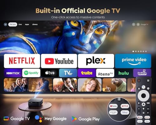 Image of BORSSO BS40 AIR (GTV) Certified Android 11 (2 GB RAM) Native 1080P Fully Automatic, Semi Closed Engine 4K Projector for Home, Ultra Bright 2400 ANSI, HDMI ARC with Dolby Audio, BT 5.2, Dual Wi-Fi