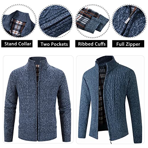 Msmsse Men's Cardigan Sweaters Full Zip Knitted Sweater For Mens Blue Grey Us S #TOP1