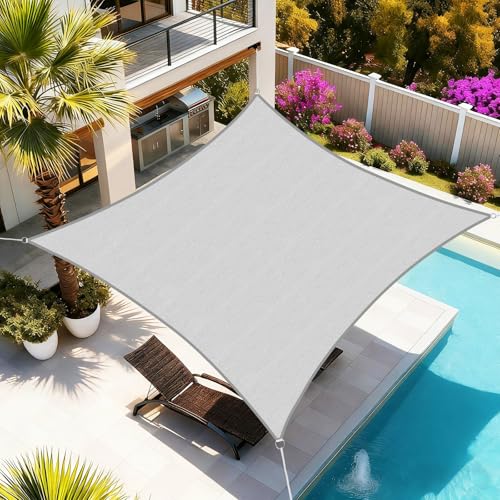 Artpuch Sun Shade Sail, 16'X20' Light Grey Rectangular, Curved Edged Commercial Grade 185GSM...