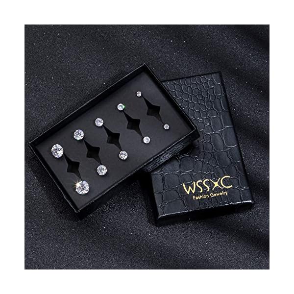 5-Pairs-Stud-Earrings-Set-Hypoallergenic-Cubic-Zirconia-316L-Earrings-Stainless-Steel-CZ-Earrings-3-8mm-Rose-Gold- 5 Pairs Stud Earrings Set, Hypoallergenic Cubic Zirconia 316L Earrings Stainless Steel CZ Earrings 3-8mm (Steel color)