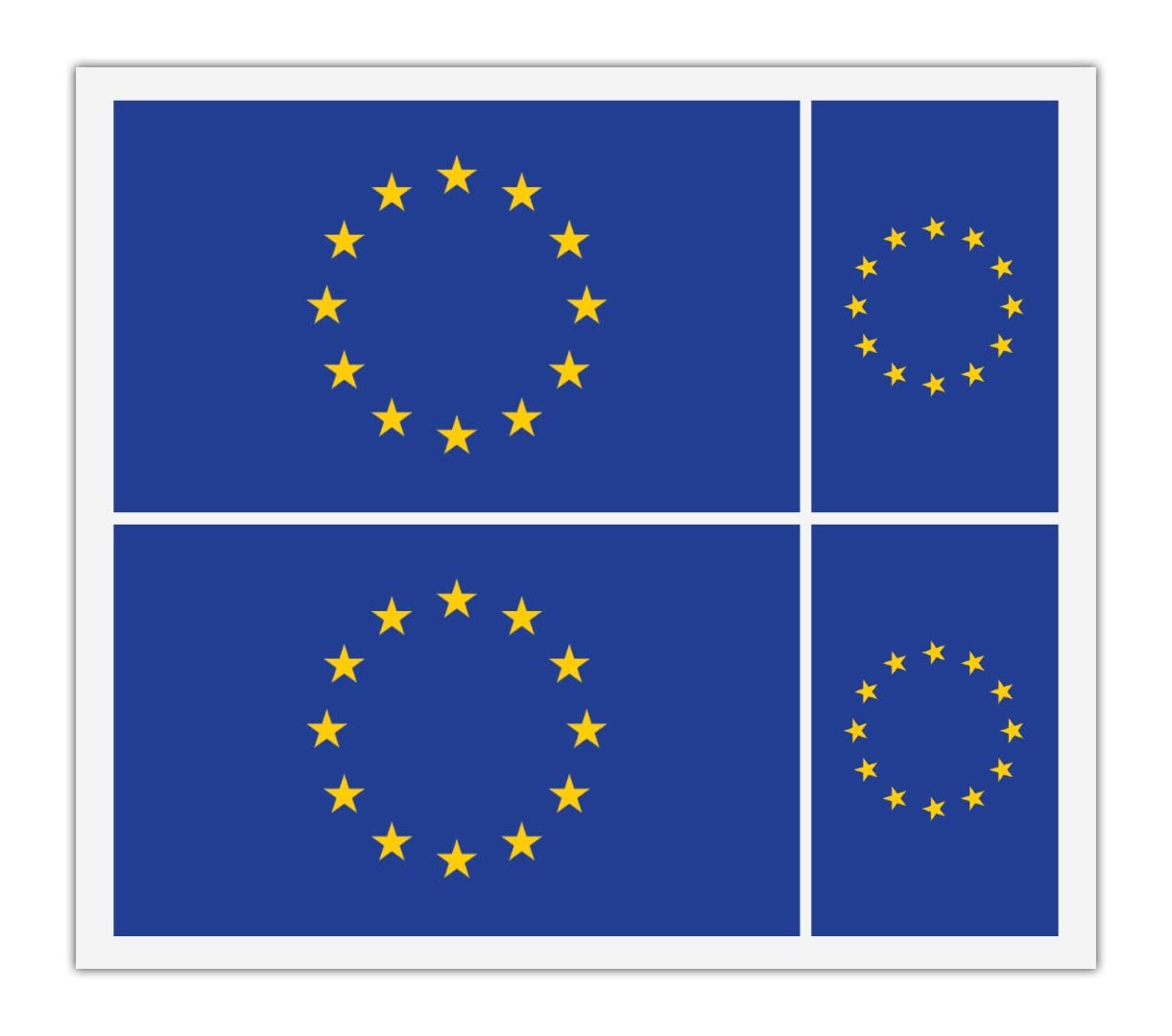 Handmade By Stukk Multicolor 4 X European Union Eu Flag Vinyl Sticker For Car Bumper Mirror Ipad Van Laptop