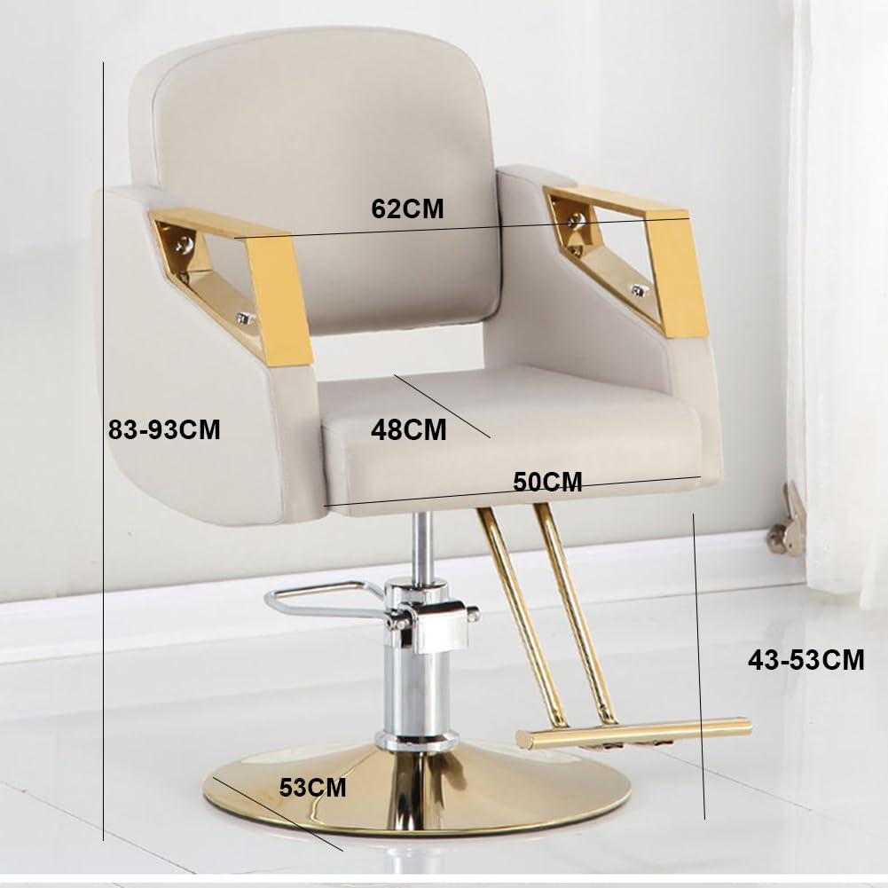 Silla de peluquería, Sillón de peluquería | Sillón clásico de barbería con Giro de 360 Grados y Bomba hidráulica, de Cuero y Altura Ajustable.