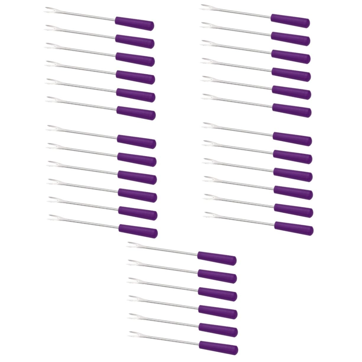 PRETYZOOM 30 Pcs Fruit Fork Barbecue Fork Chocolate Fountain Fork Dessert Forks Sausage Hot Pot Anti-scald Forks Sago Palm Sago Mini Multipurpose Stainless Steel Olives Purple