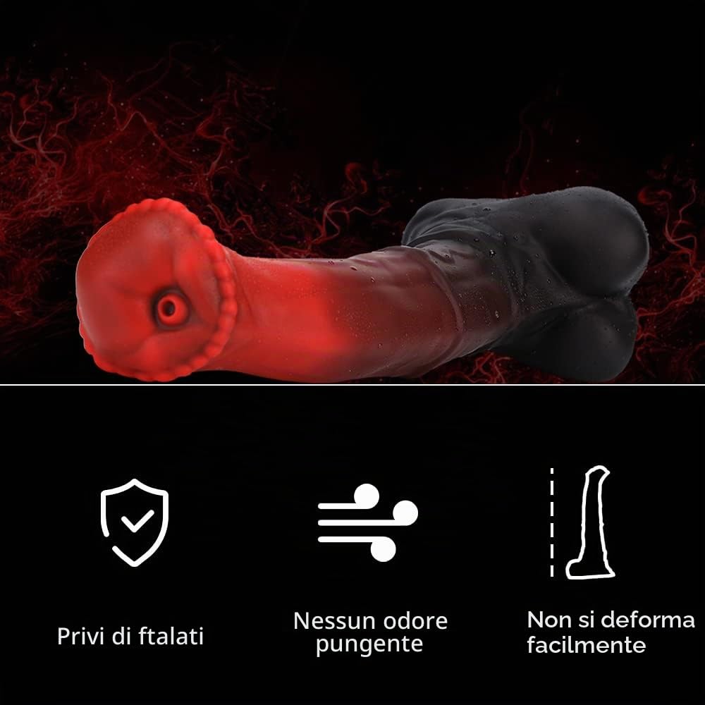Dildo a ventosa, 20,5 cm, in silicone platino di Nothosaur Conola, dildo anale, grande anale, giocattolo sessuale per coppie, plug anale, da uomo, principianti, esperti, demone rosso, S