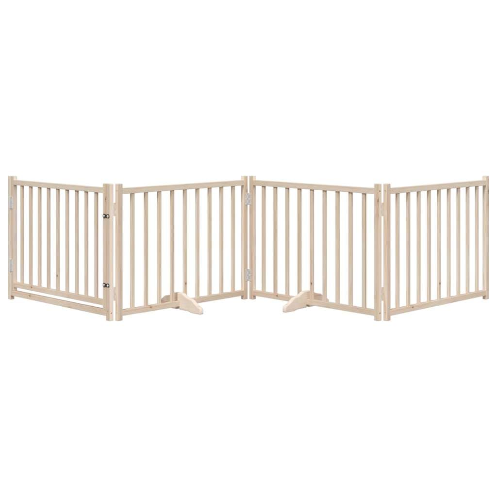 Homgoday Barrera para Perros,Barrera de Seguridad para Perros Mascotas,para Escaleras y Puertas Puerta para Perros Plegable 4 Paneles Madera de Abeto 320 cm