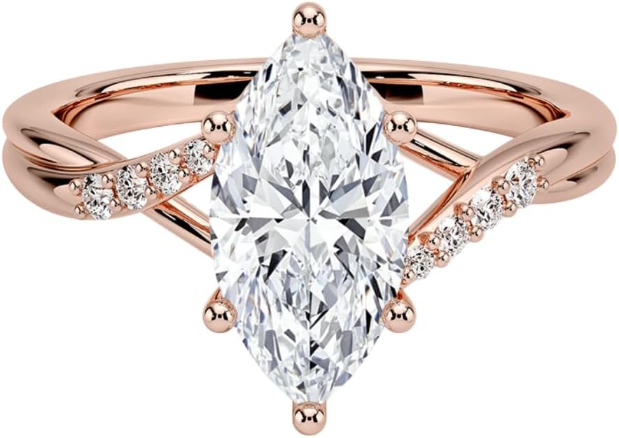 1-3 CT Moissanite Engagement Ring Colorless VVS1 10K 14K 18K Solid Gold & 925 Sterling Silver Twisted Vine Solitaire Moissanite Ring Christmas Gift For Women