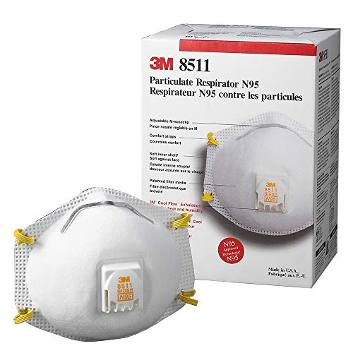 Image of 3M 8511 N95 Particulate Respirator with Valve, White, Pack of 4