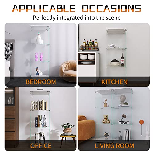 Image of Beauty4U White Glass Display Cabinet, 3-Shelf Curio Cabinet