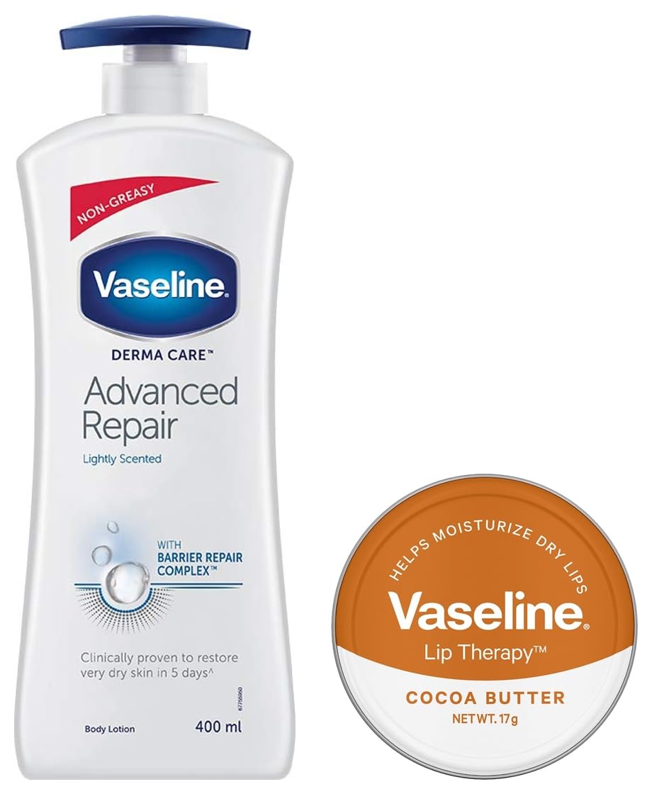 Vaseline Derma Care Advanced Repair Body Lotion, 400 ml & Vaseline Lip Tin Cocoa Butter Infused with Cocoa Butter Extract, 17g-picture-26