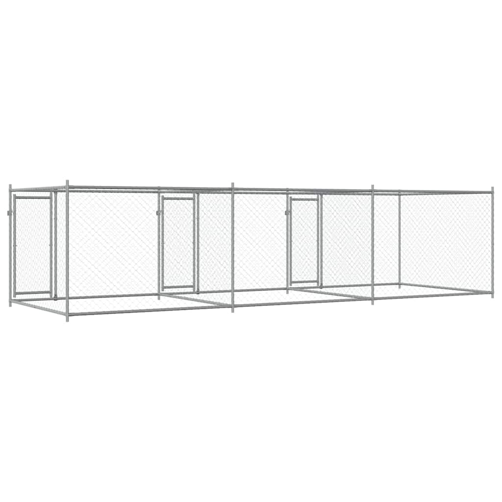 vidaXL Cage pour Chien avec Portes, Chenil pour Chien, Maison pour Chien, Niche de Jardin Terrasse, Gris 6x2x1,5 m Acier Galvanisé