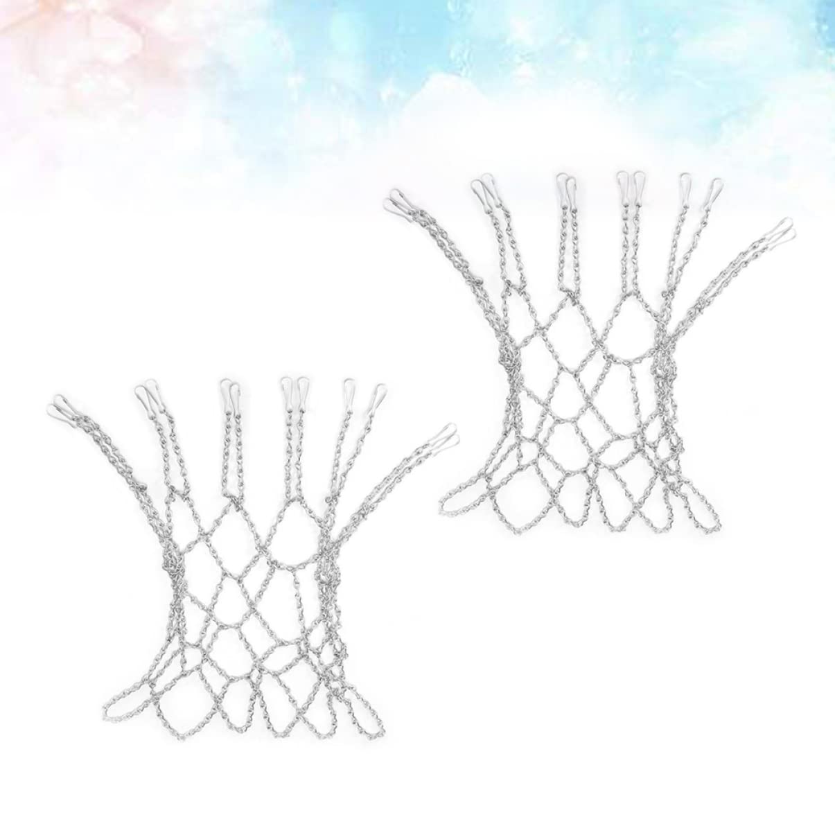 KOMBIUDA 2 Pcs Heavy Duty Iron Chain Basketball Net Design for Use Easy Attachment to Standard Hoops Durable Replacement Net for Conditions