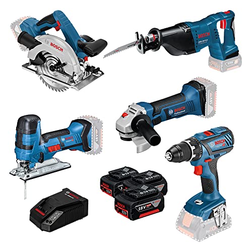 Bosch Professional 18V System Combo Kit: GSR 18V-28 + GST 18V-LI S + GWS...