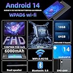 10.1'' Android 14 Tablet, Black, 10GB RAM+64GB ROM, Widevine L1, HD IPS Display, 6000mAh Battery, Dual-Band Wi-Fi, Bluetooth 5.0, 1TB Expandable Storage - Image 2