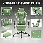 Gaming Chair Breathable Fabric,Computer Office Chair with Footrest,Massage Lumbar Support and Gel Pad,Ergonomic Reclining Gamer Chair with Adjustable Armrests and Spring Cushion Green - Image 4