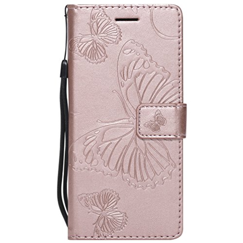LingDan Protective Cover for Sony Xperia E5 F3311 (5.5 Inch) PU Leather Flip Case Embossing Butterfly Pattern with Built Stand Magnetic Closure Card Slot Wallet Phone Shell - Image 4
