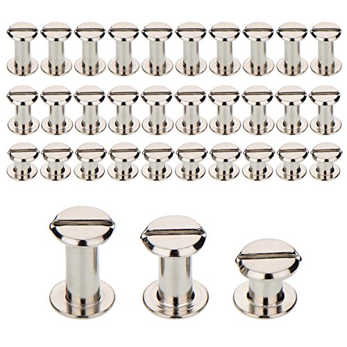 75 Sets silberne Chicago-Schrauben, sortiertes Set, 1/4 3/8 1/2 Zoll Schrauben, Pfosten, Metall Zubehör, Nagelniet, Chicago-Knopf für DIY Leder Dekoration, Buchbindung, runde Flachkopf-Schraube Cover