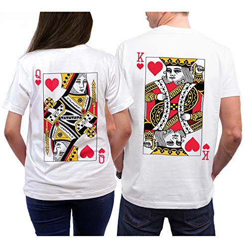 Greenmill Apparel Couples Matching Shirts | Queen of Hearts Tshirt | Boyfriend Girlfriend Newlywed tees Sold Separately (Queen-White, 2XL)