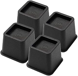 Bed Risers 3 Inch, Heavy Duty Square Furniture Frame Lift for Couch, Chair, Desk, Sofa and Bunk Bedpost, Set of 4, Black