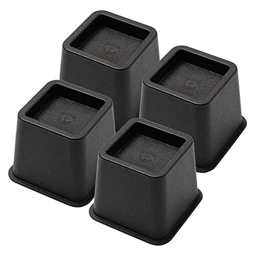 Bed Risers 3 Inch, Heavy Duty Square Furniture Frame Lift for Couch, Chair, Desk, Sofa and Bunk Bedpost, Set of 4, Black