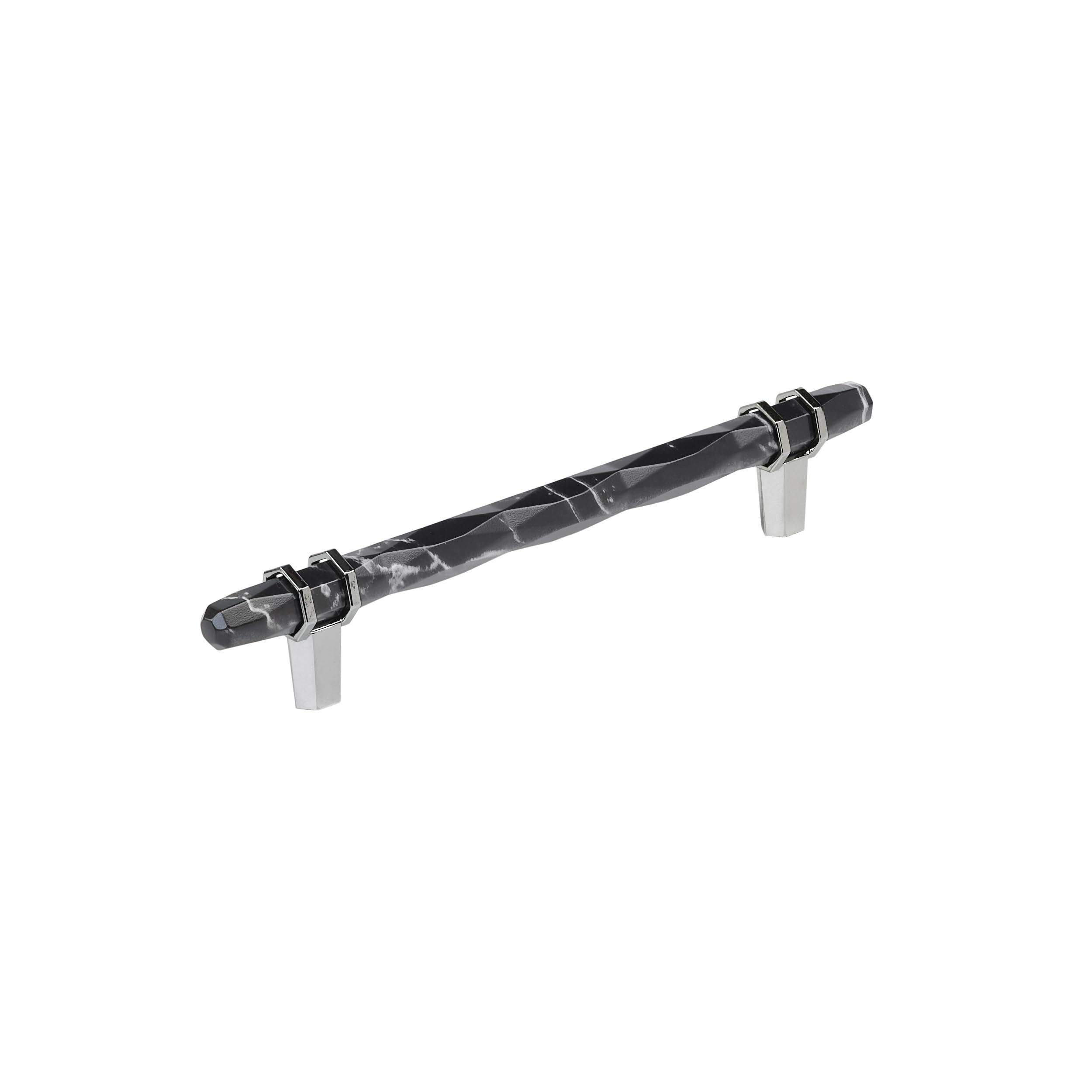 Amerock 6-5/16" Carrione Marble Black/Polished Chrome Drawer Pull