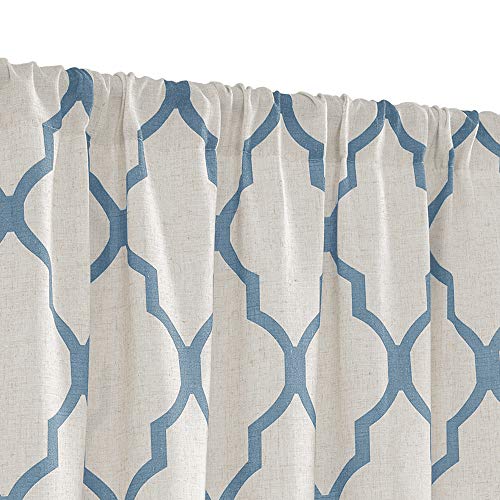 Jinchan Moroccan Printed Tie Up Shade Curtains Rod Pocket Drapes Multicolor Medallion Flax Living Room's Small Window Curtains 1 Panel 54 Inch Length Blue On Beige #TOP3