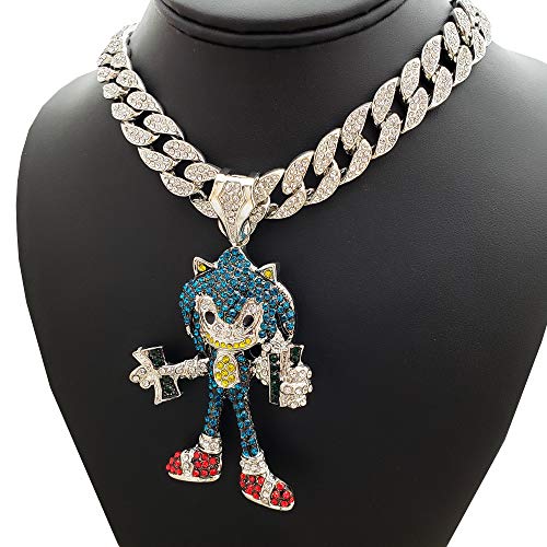 Hip Hop Lab Diamond Super Sonic Pendant & 18" Full Iced Cuban Choker Necklace3