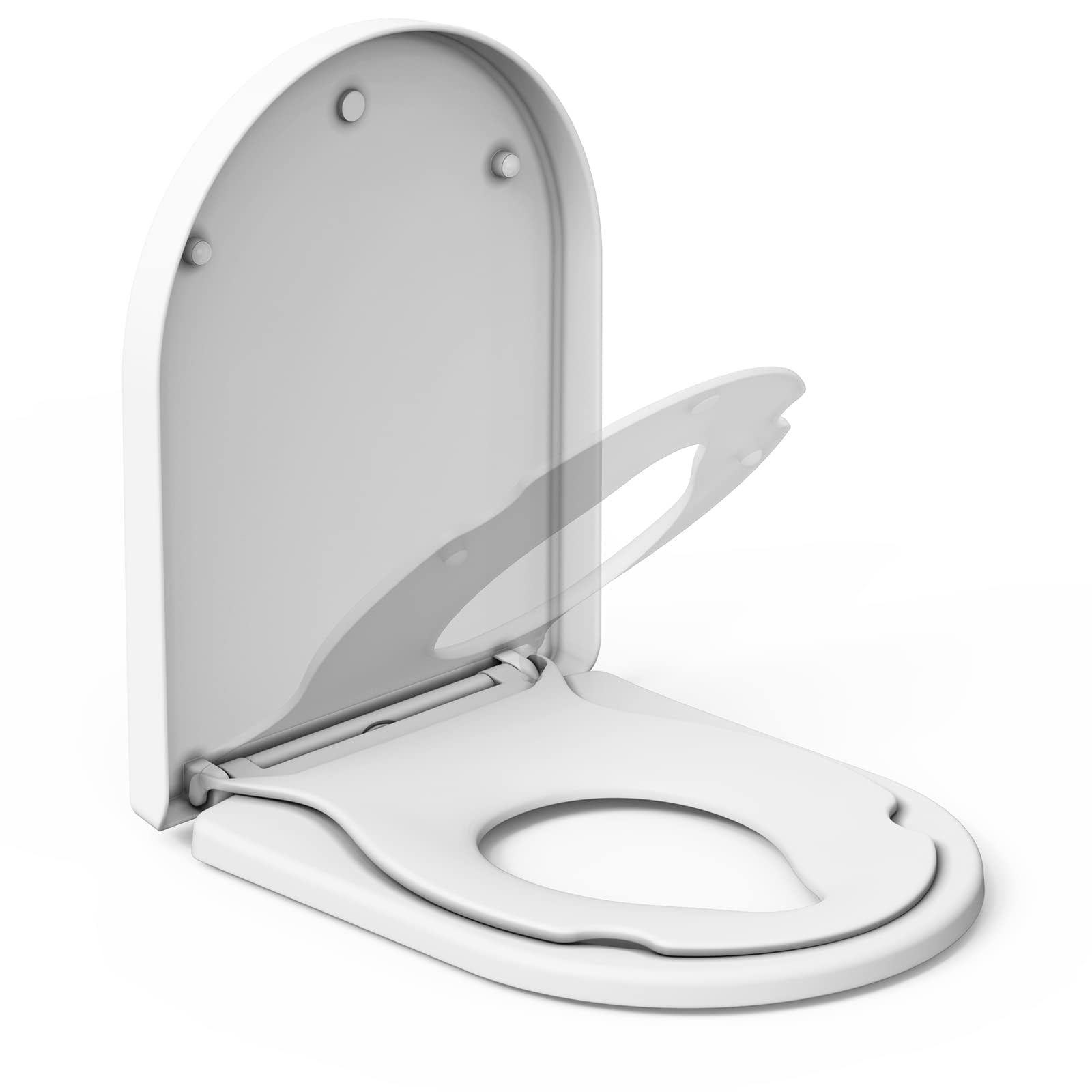 Sedile WC Forma D con Seggiolino Bambini Magnetico, Copriwater Universale in PP Spesso, Chiusura Rallentata Soft Close, Quick-Release, Antiscivolo, Facile da Pulire, Bianco per Famiglia