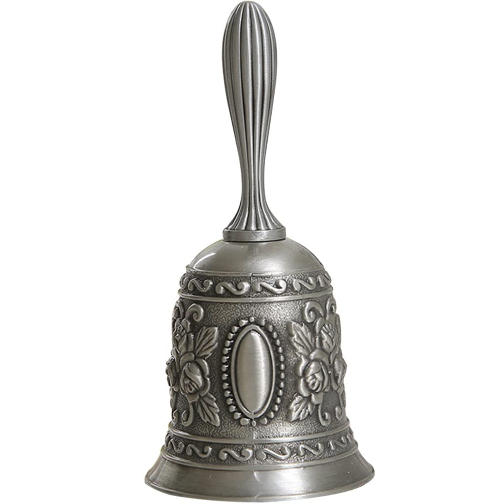 MbeLLO Handglocke, Messing-Handglocke, Hochzeitsglocken, Tischrelief-Dekoration, Abendessenglocke, (Farbe: Gold, Größe: 10,9 x 5,1 cm) (Farbe: einfarbig, Größe: 10,9 x 5,1 cm)