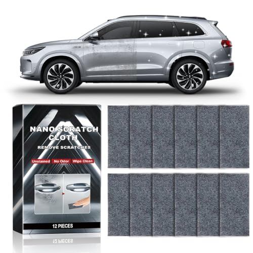 Nano Sparkle Tuch 12 Stück 2025, Nano SparkleTuch Auto Kratzer Original, für Oberflächenpolitur, Entfernt Kratzer, Autopflege, Nano Sparkle Tuch Auto für Reparatur von Kratzfarben,Lackpflege